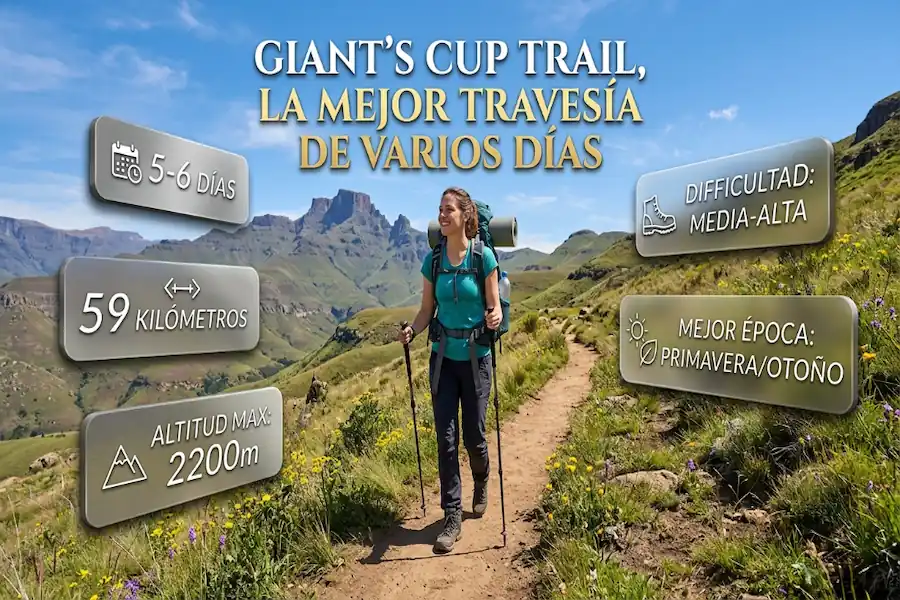 Senderistas en la travesía de varios días Giants Cup Trail